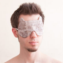 Load image into Gallery viewer, Beige Bear Sleep Mask for Men Newspaper Print, Soft Eye Maske