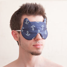 Load image into Gallery viewer, Nautical Bear Sleep Mask for Him, Blue Eye Mask - JuliaWine