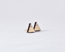 Load image into Gallery viewer, Triangle Gold White Stud Earrings - JuliaWine
