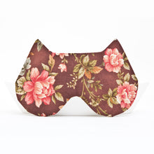Load image into Gallery viewer, Brown Cat Sleep Mask, Floral Eye Mask - JuliaWine