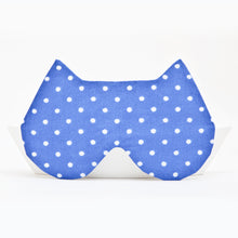 Load image into Gallery viewer, Blue Cat Sleep Mask Polka Dots, Cotton Eye Mask
