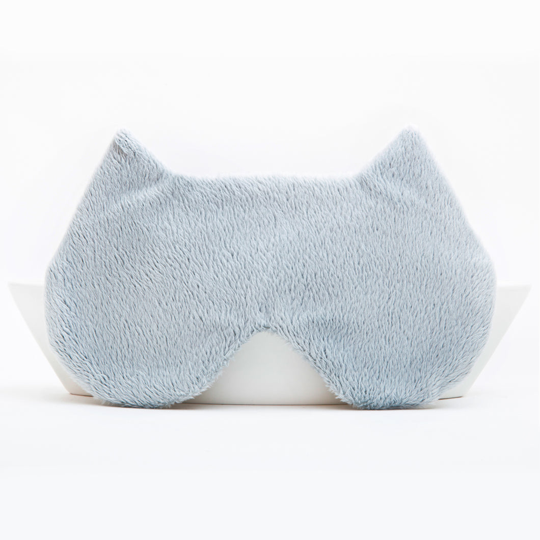 Gray Fluffy Cat Sleep Mask, Plush Eye Mask