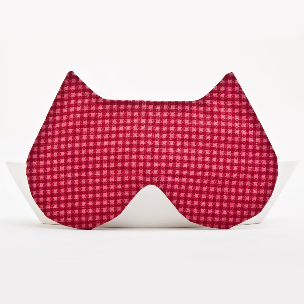 Checkered Cat Sleep Mask, Red Eye Mask