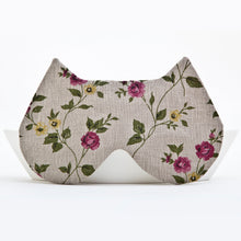 Load image into Gallery viewer, Linen Cat Sleep Mask, Gray Floral Eye Mask