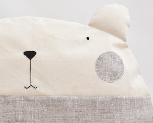 Decorative Bear Pillow, Nursery Decor, Striped Round Cushion - wishMeow
