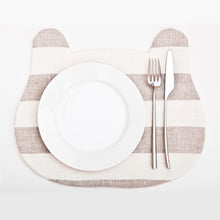 Load image into Gallery viewer, Linen Bear Placemat, Striped Table Mats, Housewarming Giftsts
