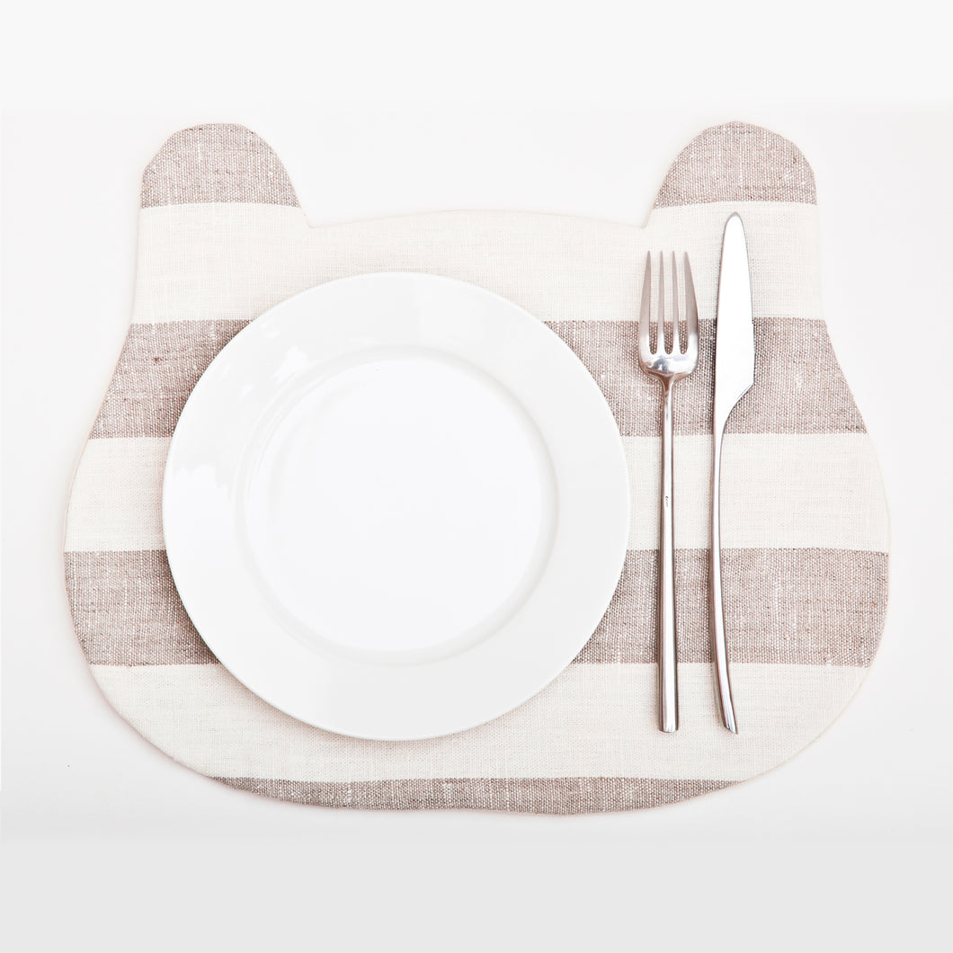 Linen Bear Placemat, Striped Table Mats, Housewarming Giftsts