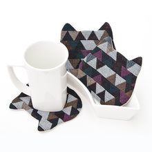 Load image into Gallery viewer, Cat Coasters for Cups Set, Cat Lover Gift, Geometric Decorative Coasters, Kitchen Decor, Drinkware Birthday Gift, Barware Housewarming Gifts 