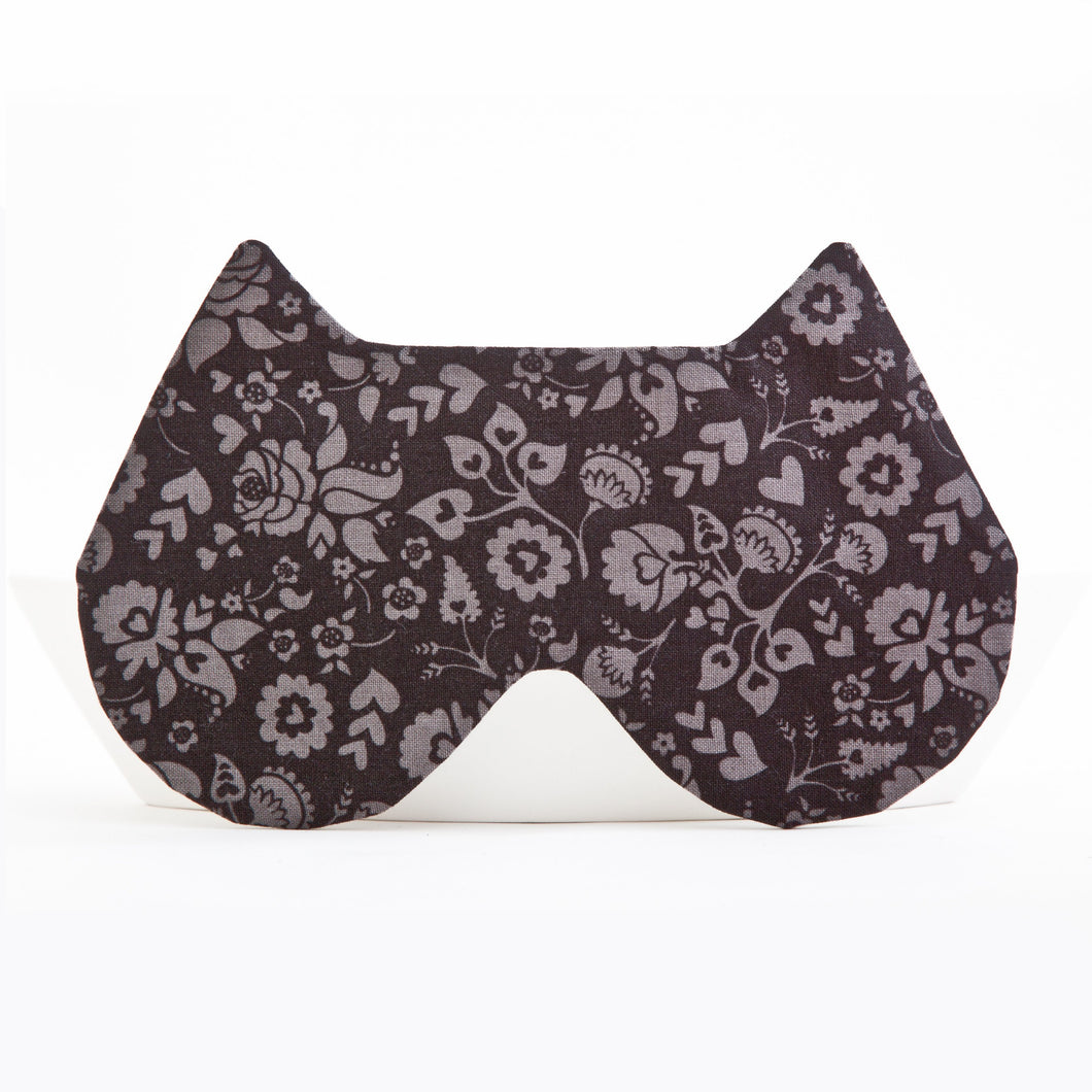 Floral Black Cat Sleep Mask - JuliaWine