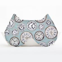 Load image into Gallery viewer, Blue Cat Sleep Mask with Clock Pattern, Cat Lover Gift