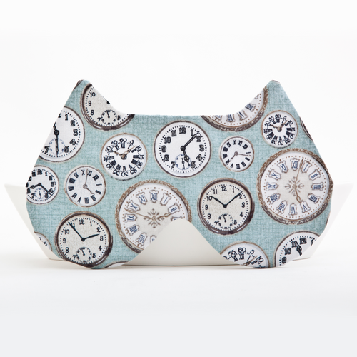 Blue Cat Sleep Mask with Clock Pattern, Cat Lover Gift