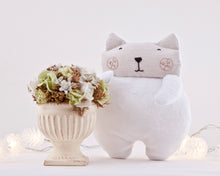 Load image into Gallery viewer, White Fluffy Plush Cat Toy, Stuffed Toy Girl Nursery Decor - wishMeow
