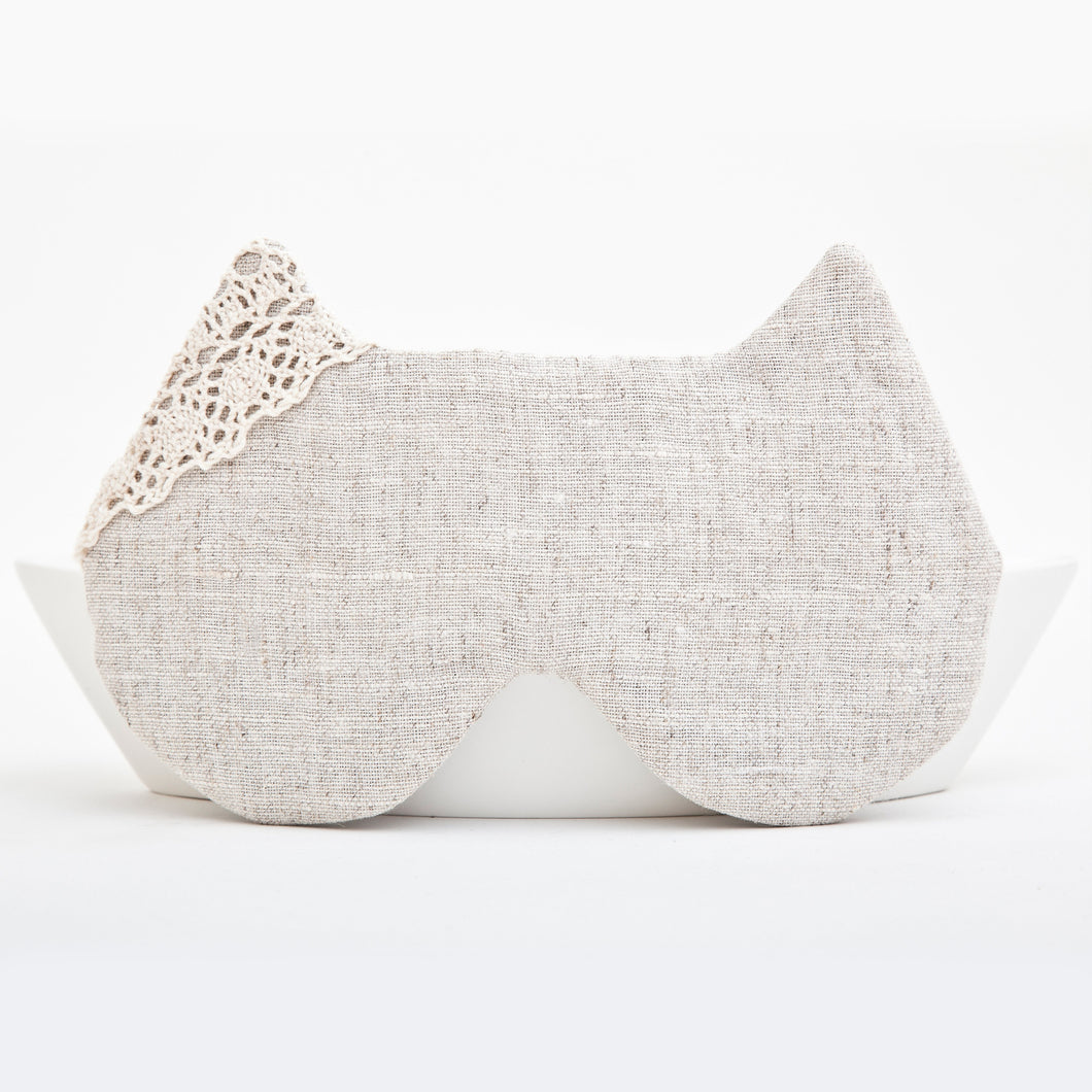White Linen Cat Sleep Mask