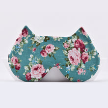 Load image into Gallery viewer, Floral Mint Cat Sleep Mask, Cotton Eye Mask - JuliaWine