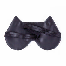 Load image into Gallery viewer, Black Satin Cat Sleep Mask with a Pink Bow