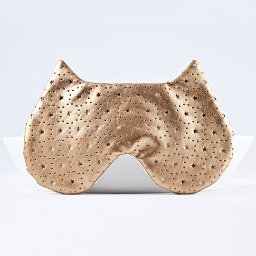 Gold Celestial Cat Sleep Mask, Eye Mask with Stars - JuliaWine