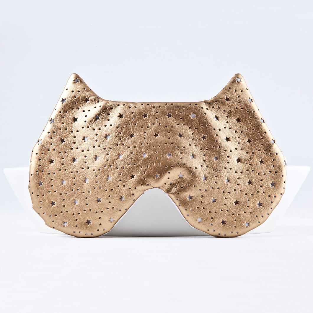 Gold Celestial Cat Sleep Mask, Eye Mask with Stars - JuliaWine
