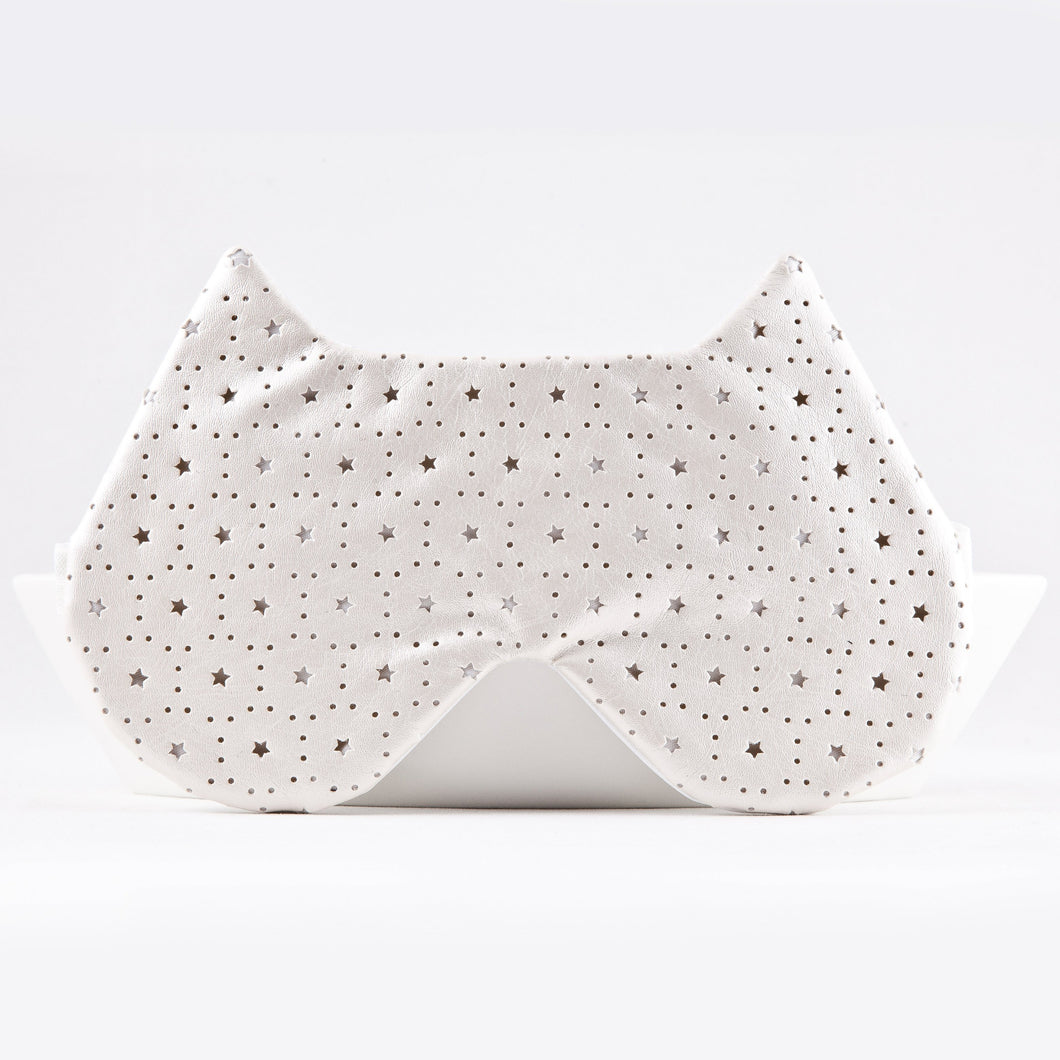 White Cat Sleep Mask, Eye Mask with Stars - JuliaWine