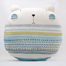 Load image into Gallery viewer, Blue Bear Decorative Pillow, Blue Nursery Decor, Round Cushion