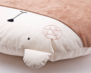 Fluffy Bear Pillow, Nursery Decor, Brown Round Cushion - wishMeow