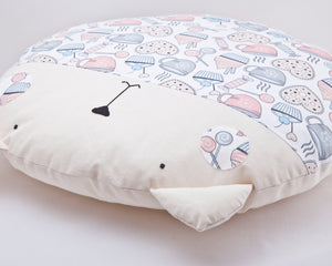 Pastel Cat Pillow, Round Cupcakes Cushion, Nursery Decorative Pillow - wishMeow