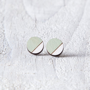 Circle Stud Earrings Mint White - JuliaWine