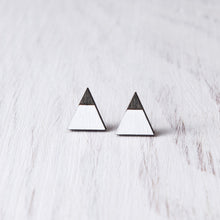 Load image into Gallery viewer, Mountain White Black Stud Earrings, Triangle Studs