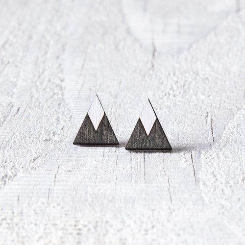 Mountain Black White Stud Earrings