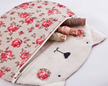 Load image into Gallery viewer, Olive Cat Makeup Bag, Provence Roses Cosmetic Bag - wishMeow