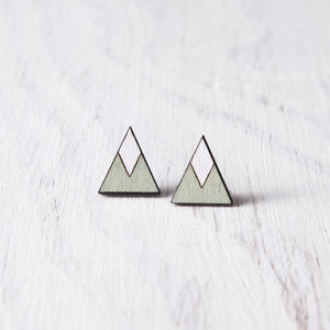 Wooden Mint White Mountain Stud Earrings