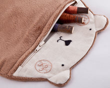 Load image into Gallery viewer, Brown Bear Plush Cosmetic Bag, Fluffy Makeup Bag - wishMeow