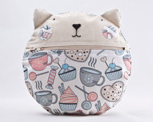 Load image into Gallery viewer, Cupcake Cat Cosmetics Bag, Cotton Makeup Bag - wishMeow