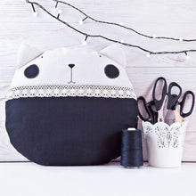 Load image into Gallery viewer, Black Cat Pillow, Round Cushion, Decorative Baby Pillow