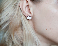 Load image into Gallery viewer, Wooden White Cat Stud Earrings