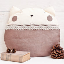 Load image into Gallery viewer, Round Cat Pillow, Beige Cushion, Decorative Baby Pillow