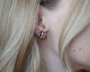 Triangle Gold White Stud Earrings - JuliaWine