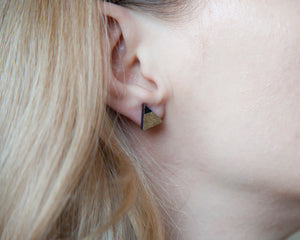 Triangle Gold Black Stud Earrings - JuliaWine
