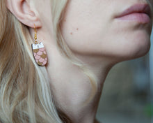 Load image into Gallery viewer, Cat Pink Gold Dangle Earrings - wishMeow