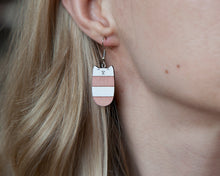 Load image into Gallery viewer, Dangle Cat Earrings Pink White - wishMeow