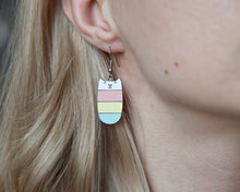Load image into Gallery viewer, Cat Earrings Pink Yellow Blue - wishMeow