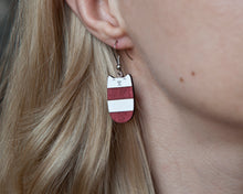 Load image into Gallery viewer, Dangle Cat Earrings Red White - wishMeow