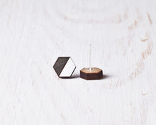 Load image into Gallery viewer, Hexagon Stud Earrings Black White - JuliaWine