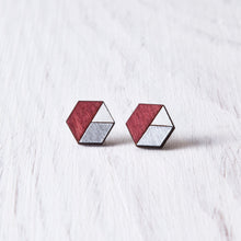 Load image into Gallery viewer, Honeycomb Studs Red Silver White - JuliaWine