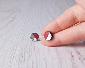 Honeycomb Studs Red Silver White - JuliaWine