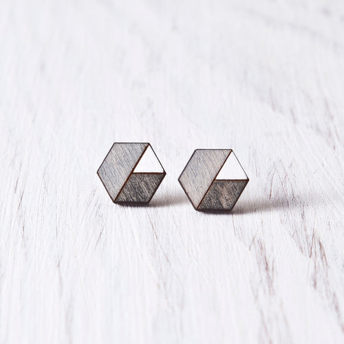 Honeycomb Studs Gray Black White - JuliaWine