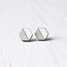 Load image into Gallery viewer, Hexagon Stud Earrings Mint White - JuliaWine
