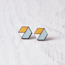 Load image into Gallery viewer, Honeycomb Studs Blue Yellow White - JuliaWine