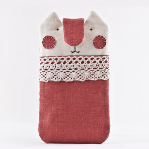 Red Cat Case for iPhone 11 Pro Max, Custom iPhone XS Max Sleeve, Linen iPhone 8 Cover - wishMeow
