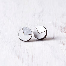 Load image into Gallery viewer, Circle Stud Earrings White Silver - JuliaWine