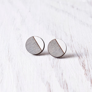 Circle Stud Earrings Gray White - JuliaWine